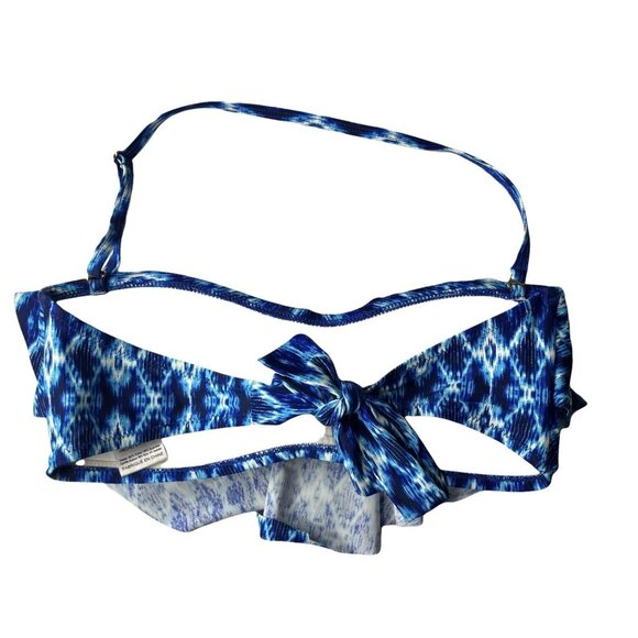 Jessica Simpson Womens Bikini Swim Top Blue Flouce Overlay Size Medium - Picture 2 of 10